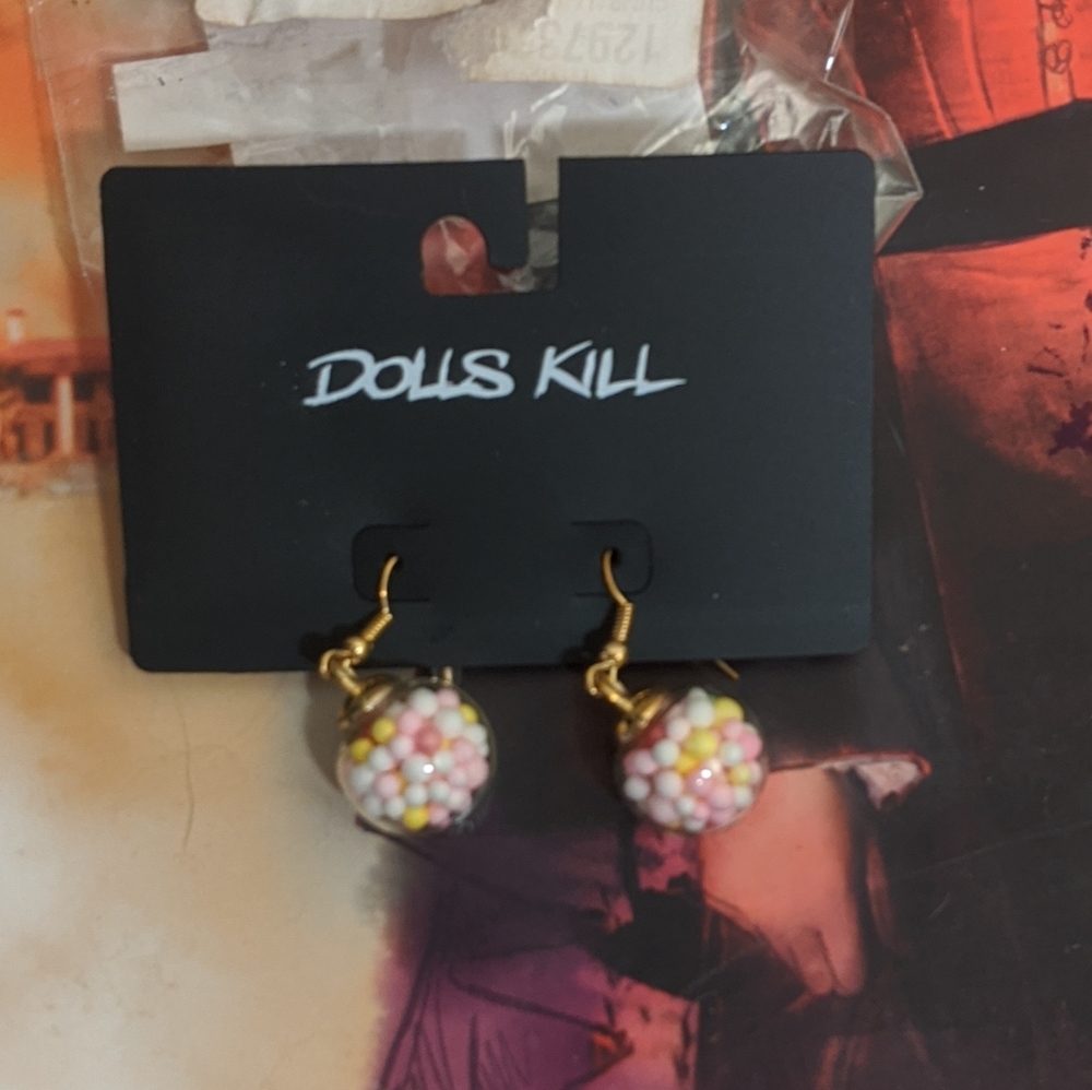 Dolls Kill Taste On My Tongue Multicolor Gumball Drop Dangle Earrings Kawaii